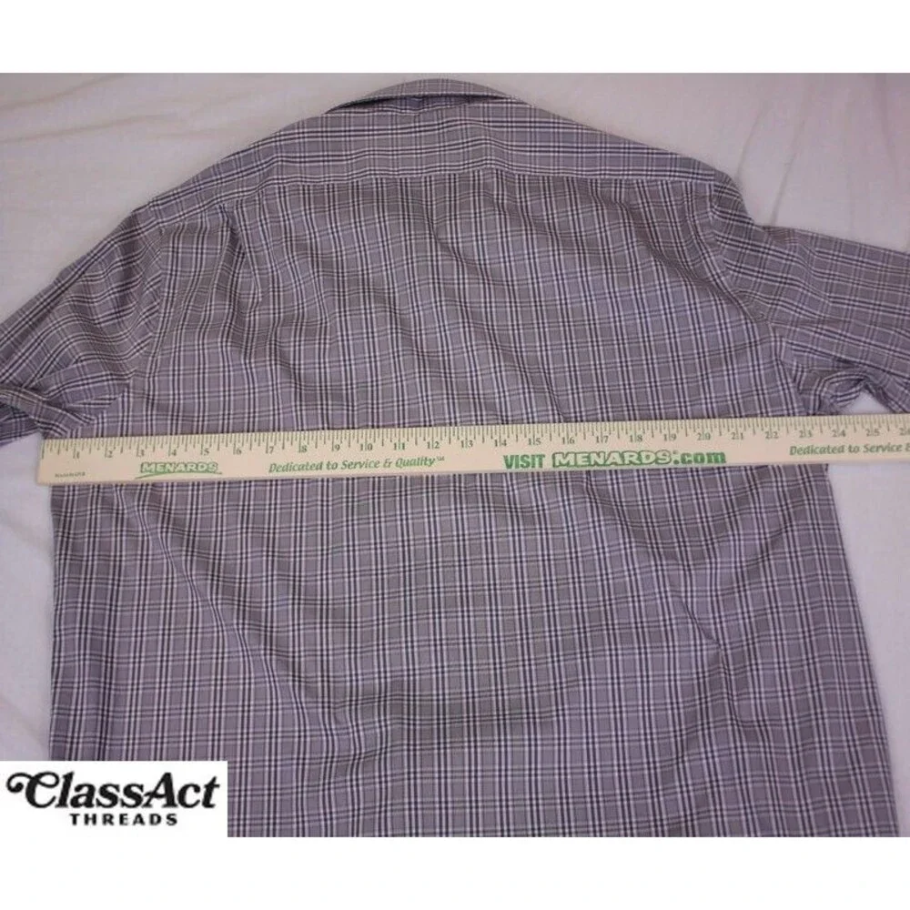 Lauren Ralph Lauren Gray Plaid Slim Fit Performance Stretch 17.5 XL Black Label - Picture 3 of 10